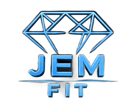 Blue diamond-shaped gem logo with “JEM FIT” text underneath