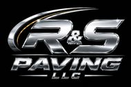 R&S Paving LLC logo in silver text on a black background
