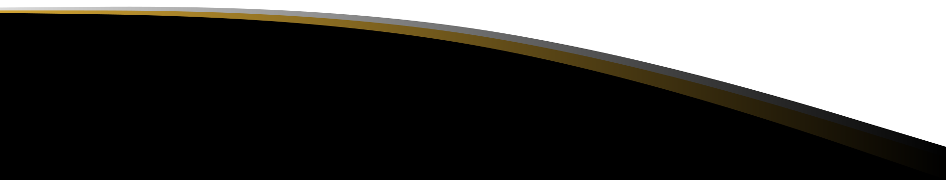 Black curved shape with a gold outline against a white background.