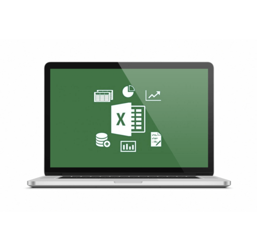 Una computadora portátil con una pantalla verde e íconos blancos.
