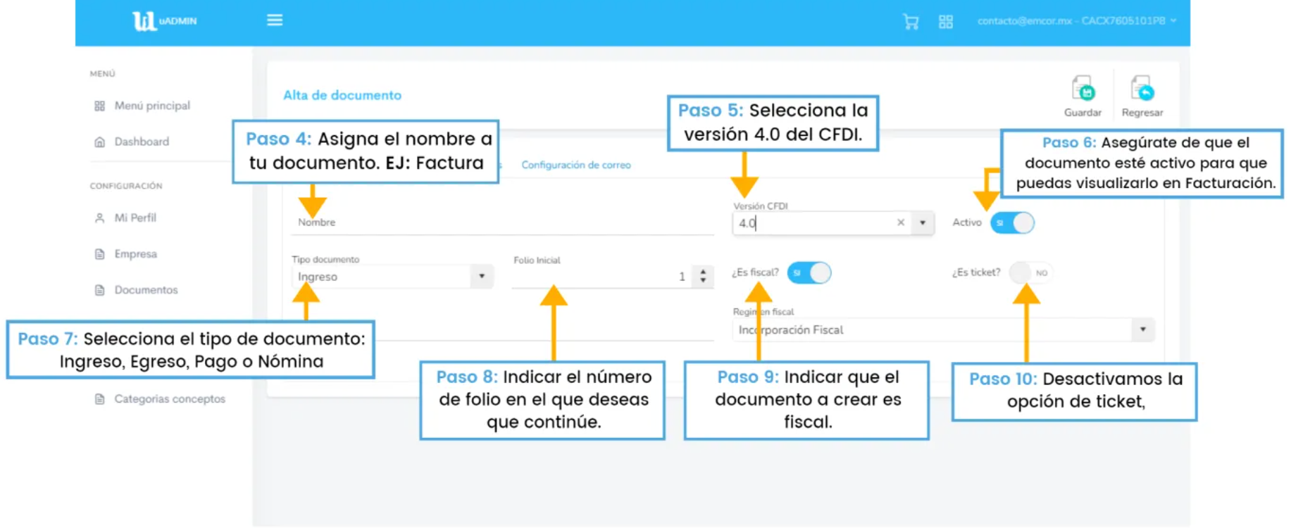 Una captura de pantalla de un sitio web con flechas que apuntan a diferentes secciones.