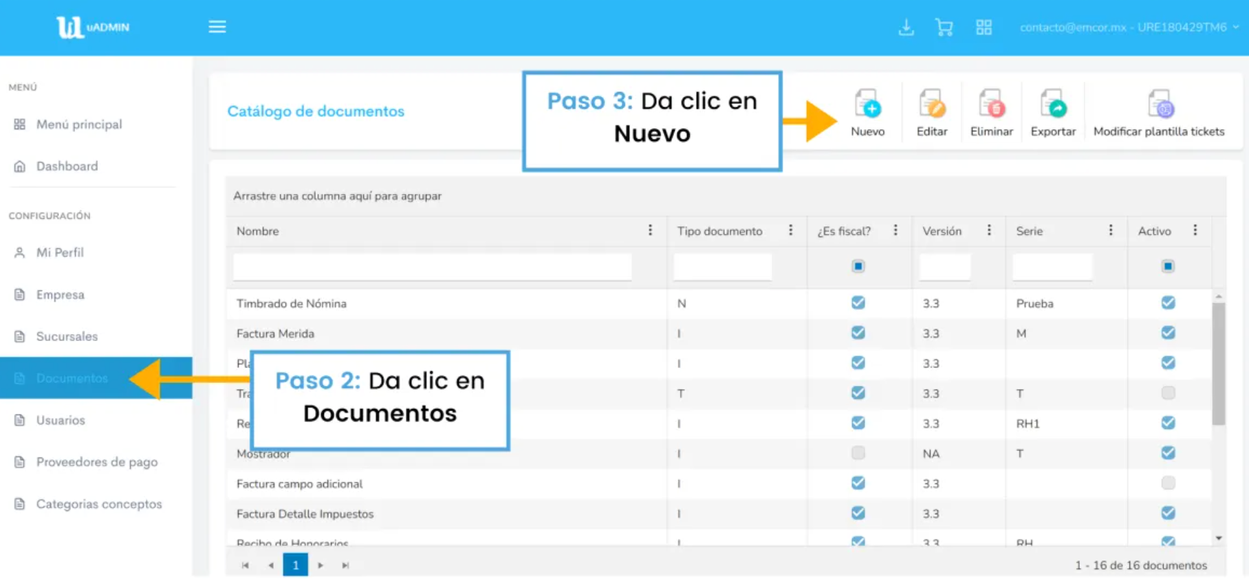 Una captura de pantalla de una página web con una flecha azul que apunta al botón del paso 2.