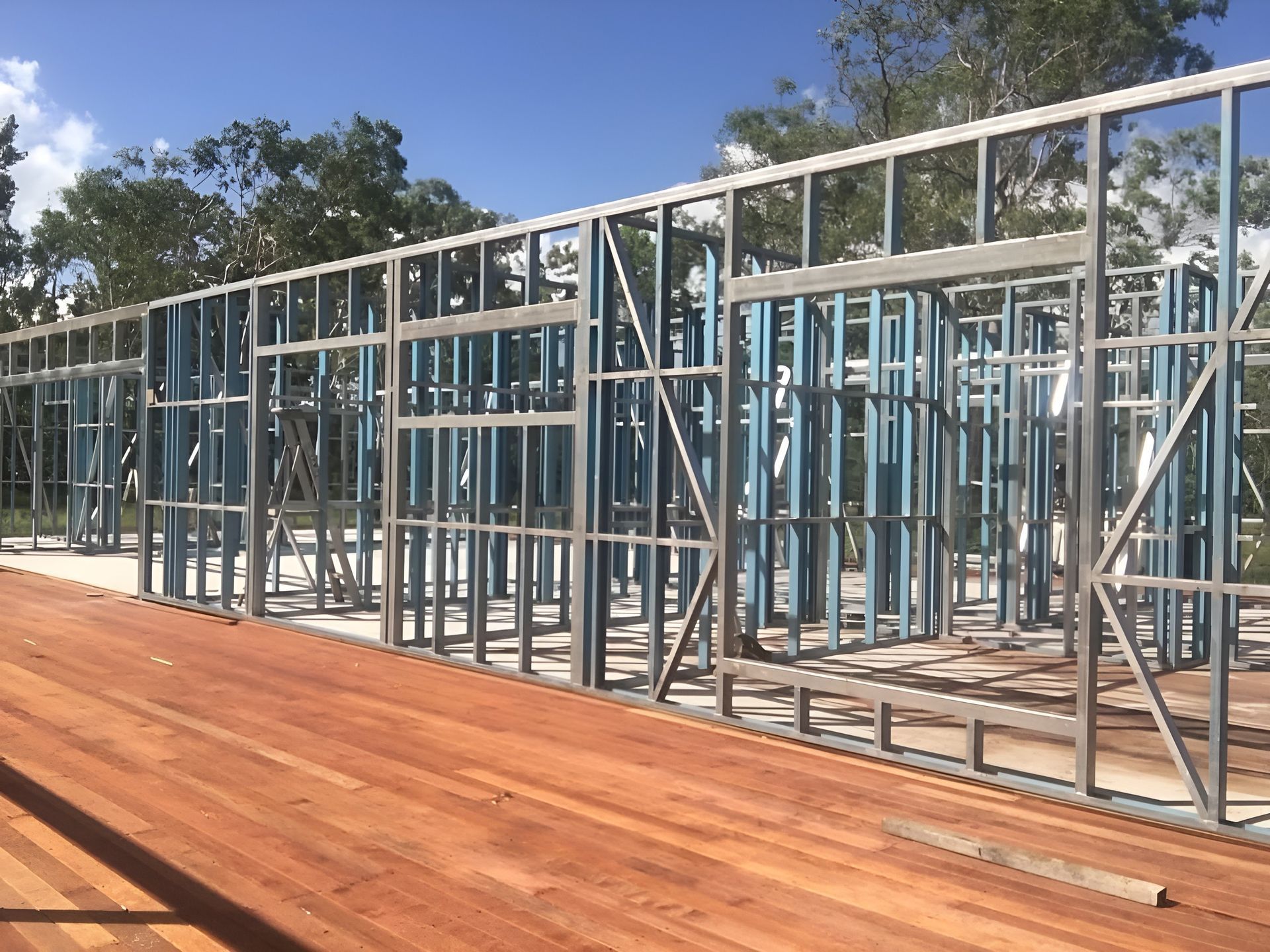Builders Darwin Steel Frame Construction For New Building Project