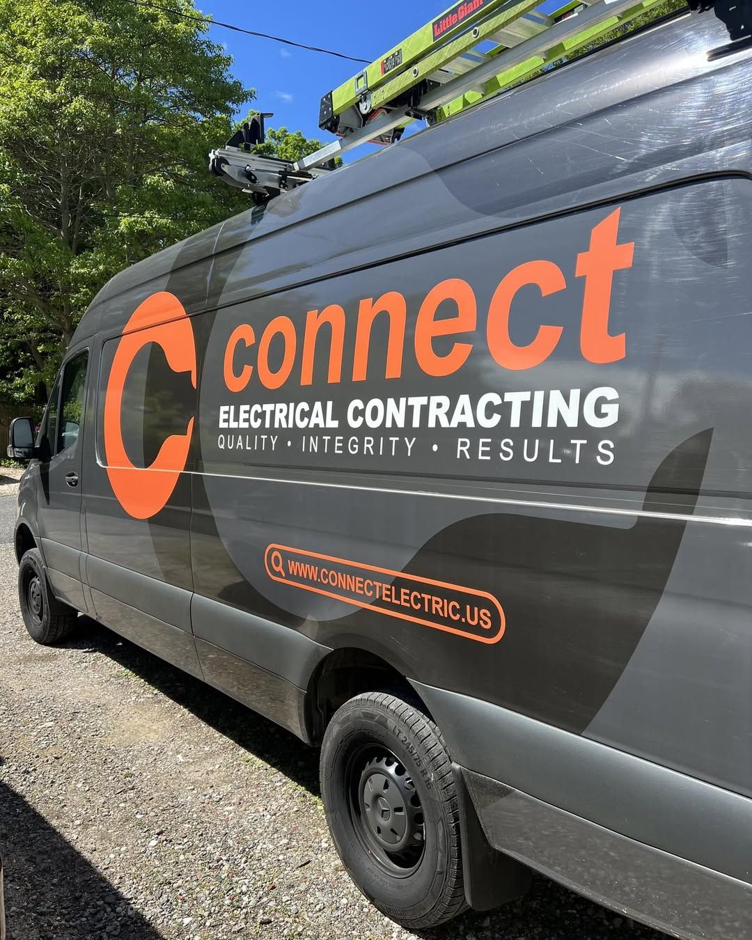 Black van with orange 