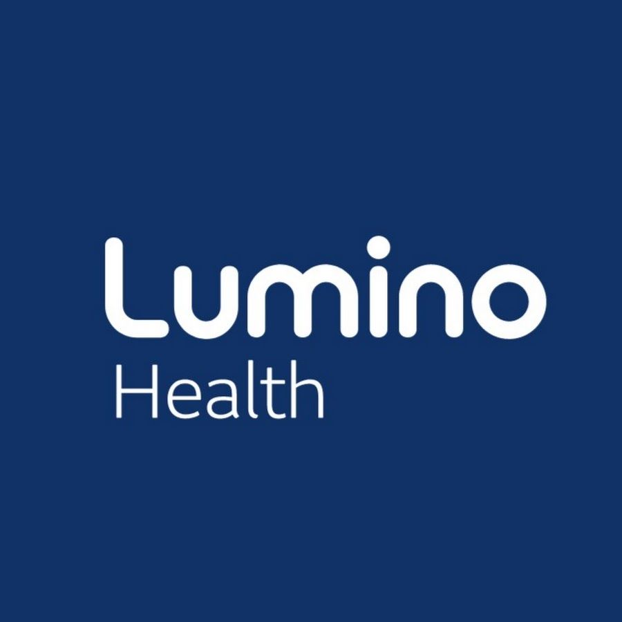 Lumino Health logo in white on a dark blue background