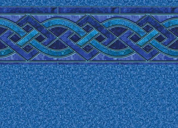 Blue pool liner with Celtic knot border.