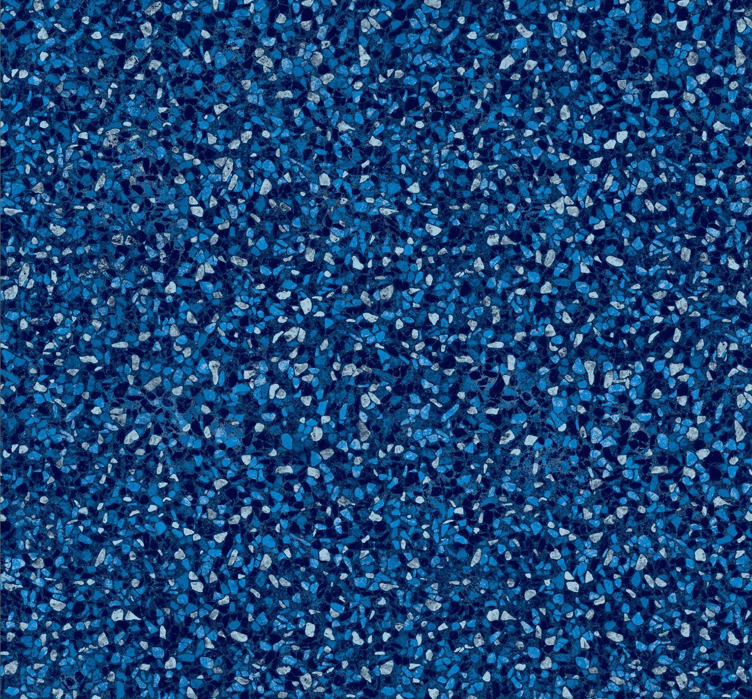 Blue and gray speckled rubber flooring.