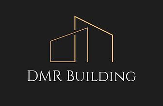 A gold minimalist outline of a building above the white text 