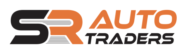Logo for SR Auto Traders featuring stylized black and orange letters with motion lines next to the words AUTO TRADERS.