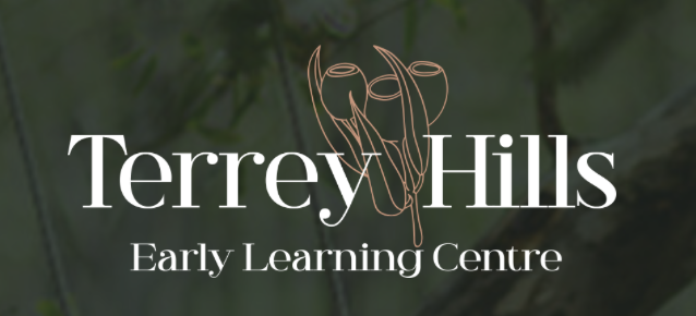 Logo for Terrey Hills Early Learning Centre featuring white text with a line-art illustration of eucalyptus gum nuts.
