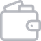 An outlined wallet with two credit cards