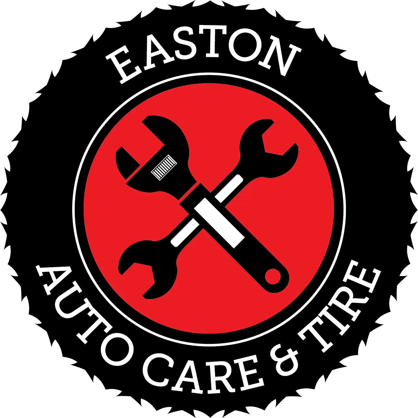 Easton Auto Care & Tire logo with crossed wrenches and paintbrush in a red circle