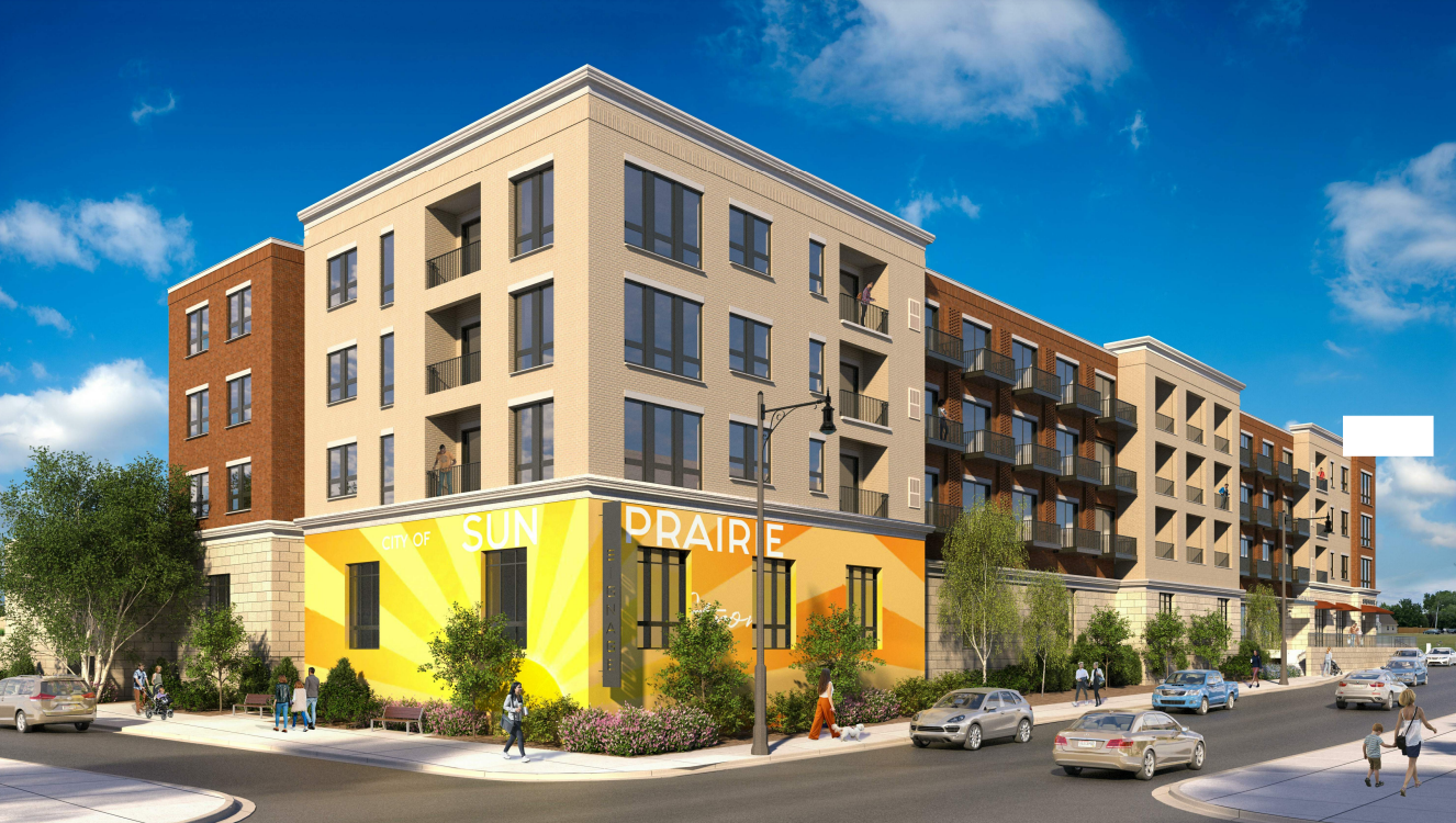 Multi-story apartment building with 