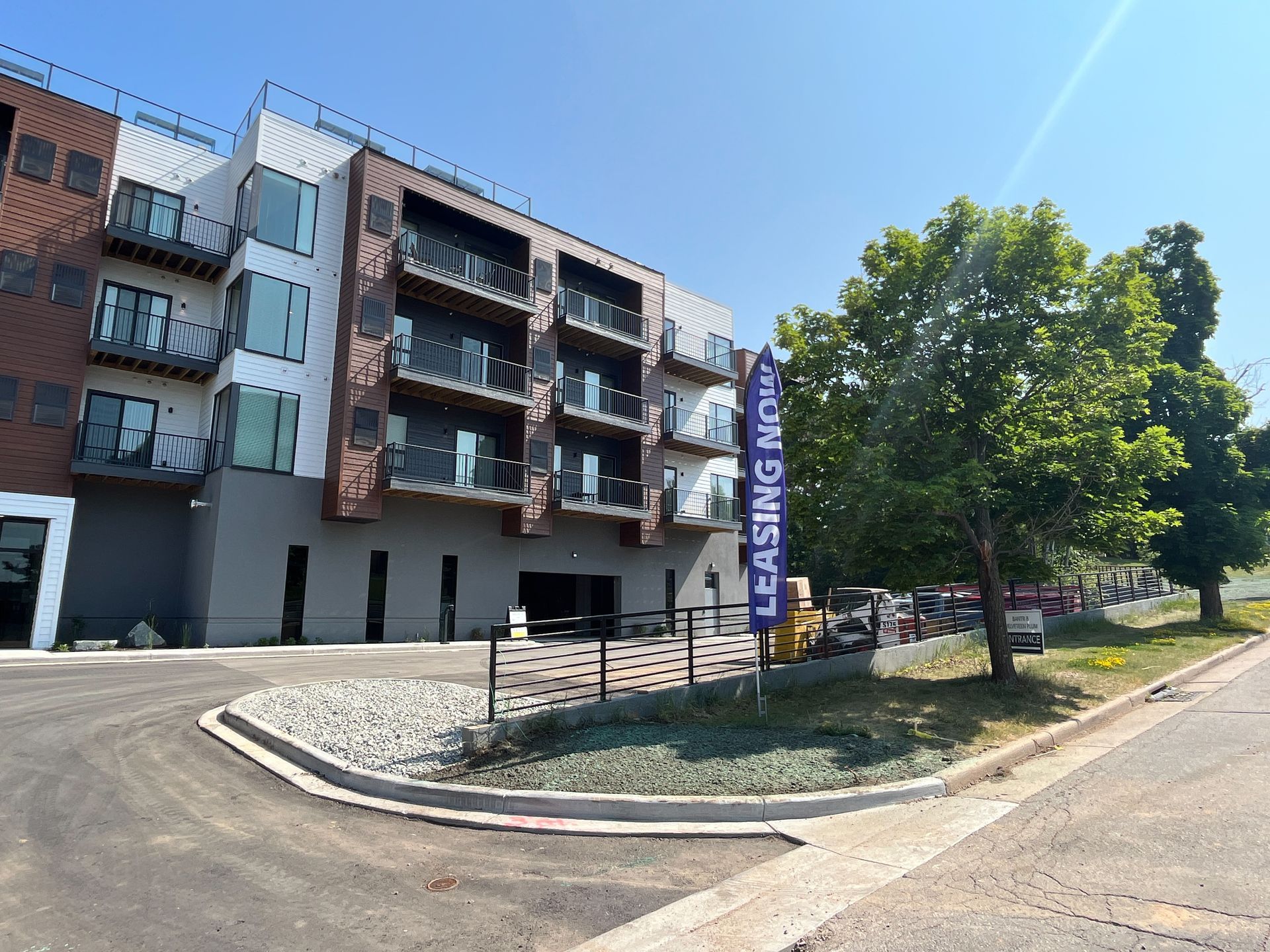 Modern apartment building with balconies, 