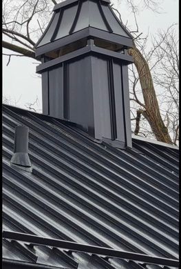 Beautiful Elegant Sleek Black Metal Roof in Keego Harbor, MI on a Historic Home--Turned into a business, by the experts at Rhino Brothers Roofing.
