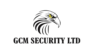 Logo of GCM Security Ltd: Eagle head with yellow eye, text 