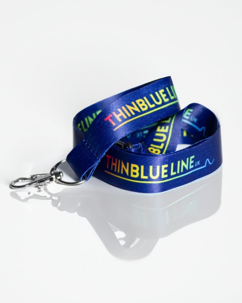 Blue lanyard with 