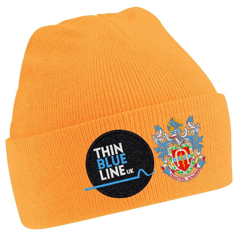 Orange knit beanie with 