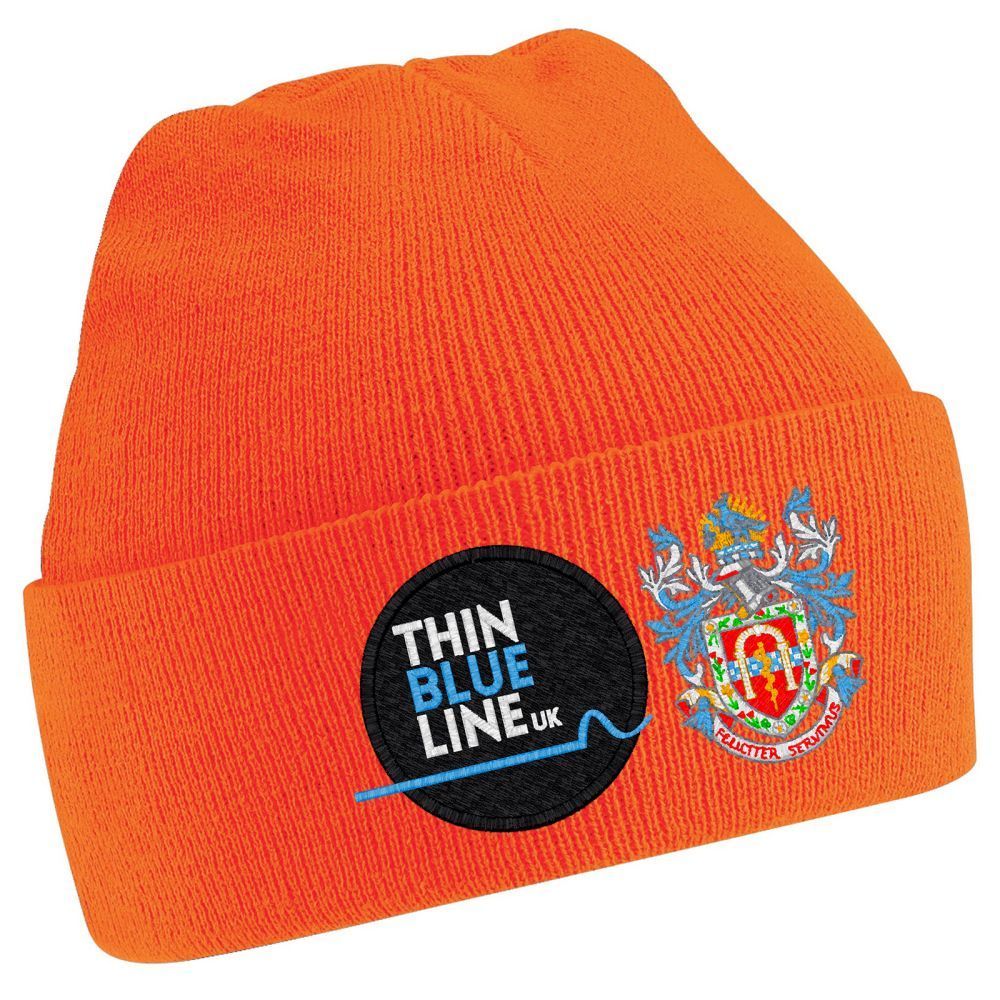 Orange knit beanie with 
