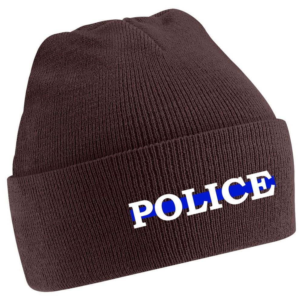 Brown knit beanie with 
