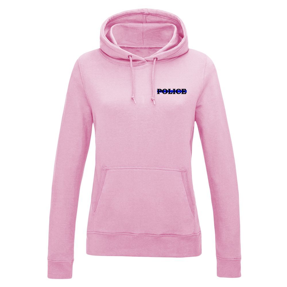 Red hooded sweatshirt with 
