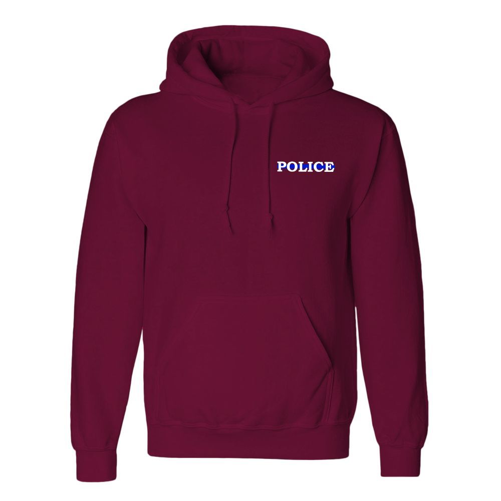 Navy blue hoodie with the word 