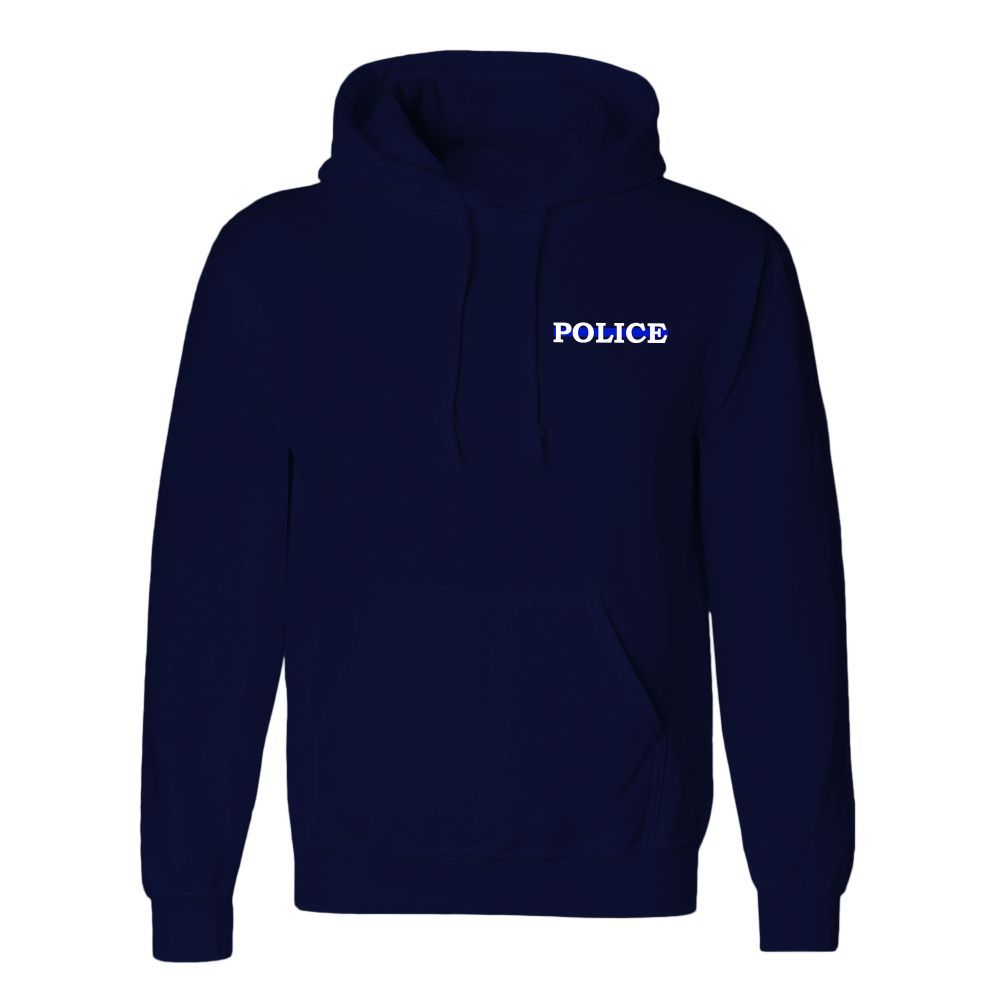 Navy blue hoodie with the word 