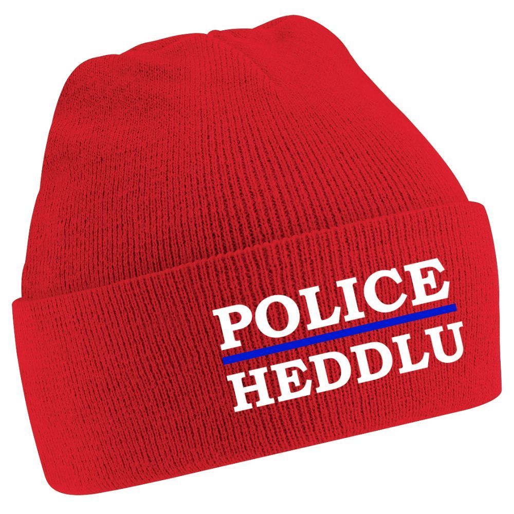 Red beanie hat with 