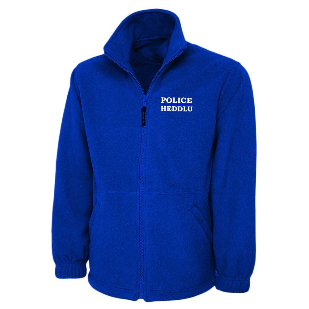 Dark green fleece jacket with white 