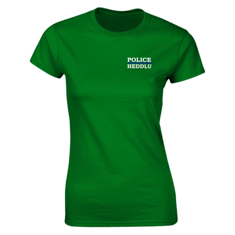 Red t-shirt with small white text 