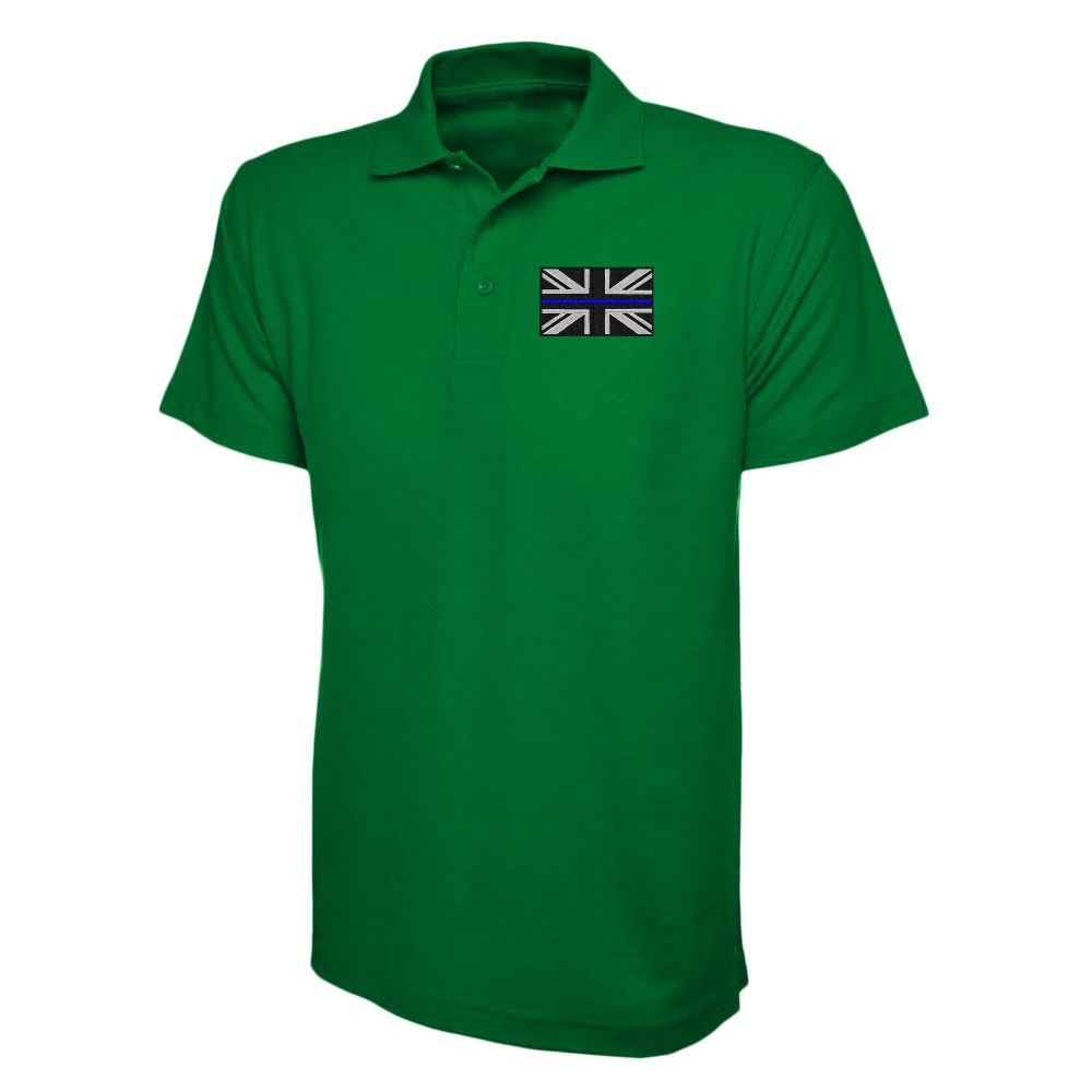 Green thin blue line shirt with logo on chest