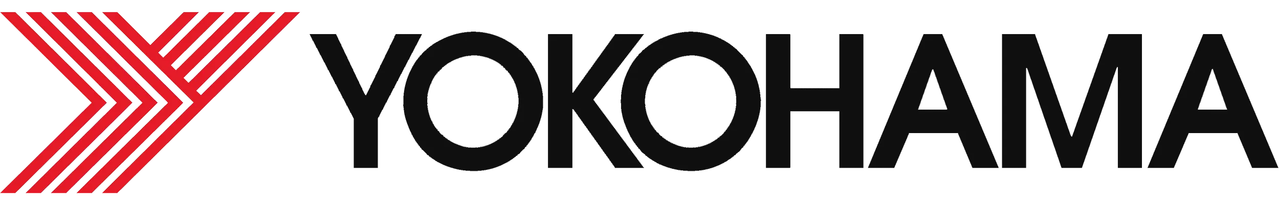 Yokohama logo with red striped emblem and black wordmark on white background