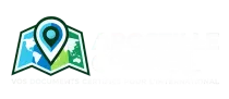 Logo d'Apostille Conseil avec une épingle bleue sur une carte et une icône de document, texte en français en dessous