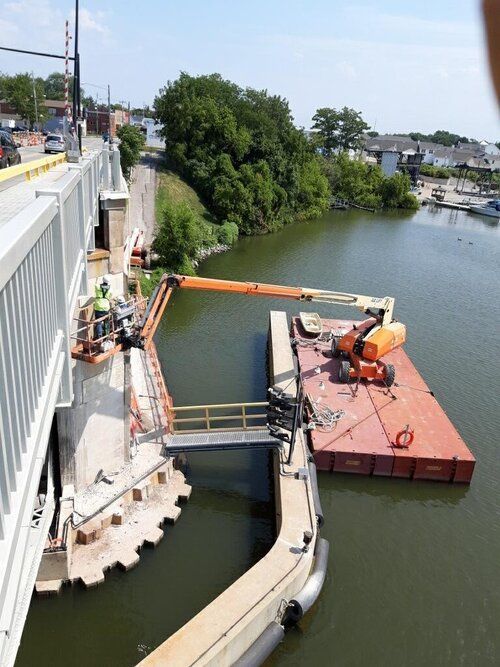 Ameriseal Team at the Charles Berry Bridge in Lorain making repairs