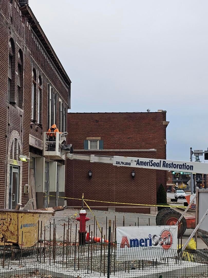 Ameriseal and Restoration making repairs to Fire Dept #1 in Cuyahoga Falls - (330) 794-8040