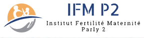 Logo IVI : Lettres blanches IVI suivies d’une parenthèse incurvée blanche sur fond bleu.