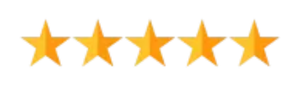 A row of five yellow stars on a white background.