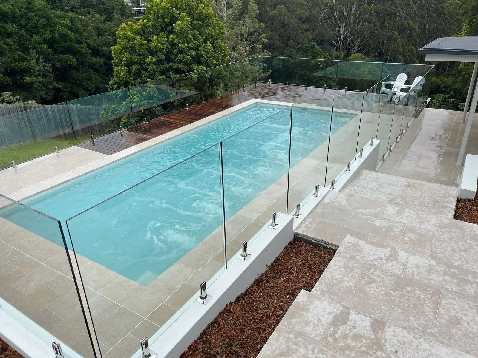 Rectangular Pool With Glass Fence — Divine Landscape Creations in Berkeley Vale, NSW