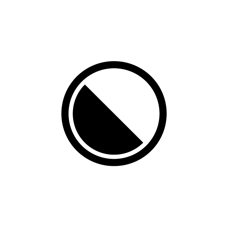 A black and white circle with a diagonal line in the middle.