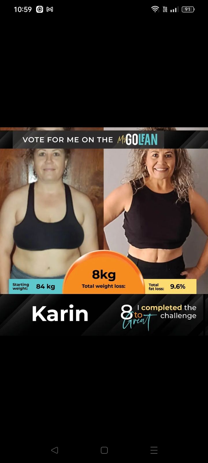 A before and after picture of a woman 's weight loss.
