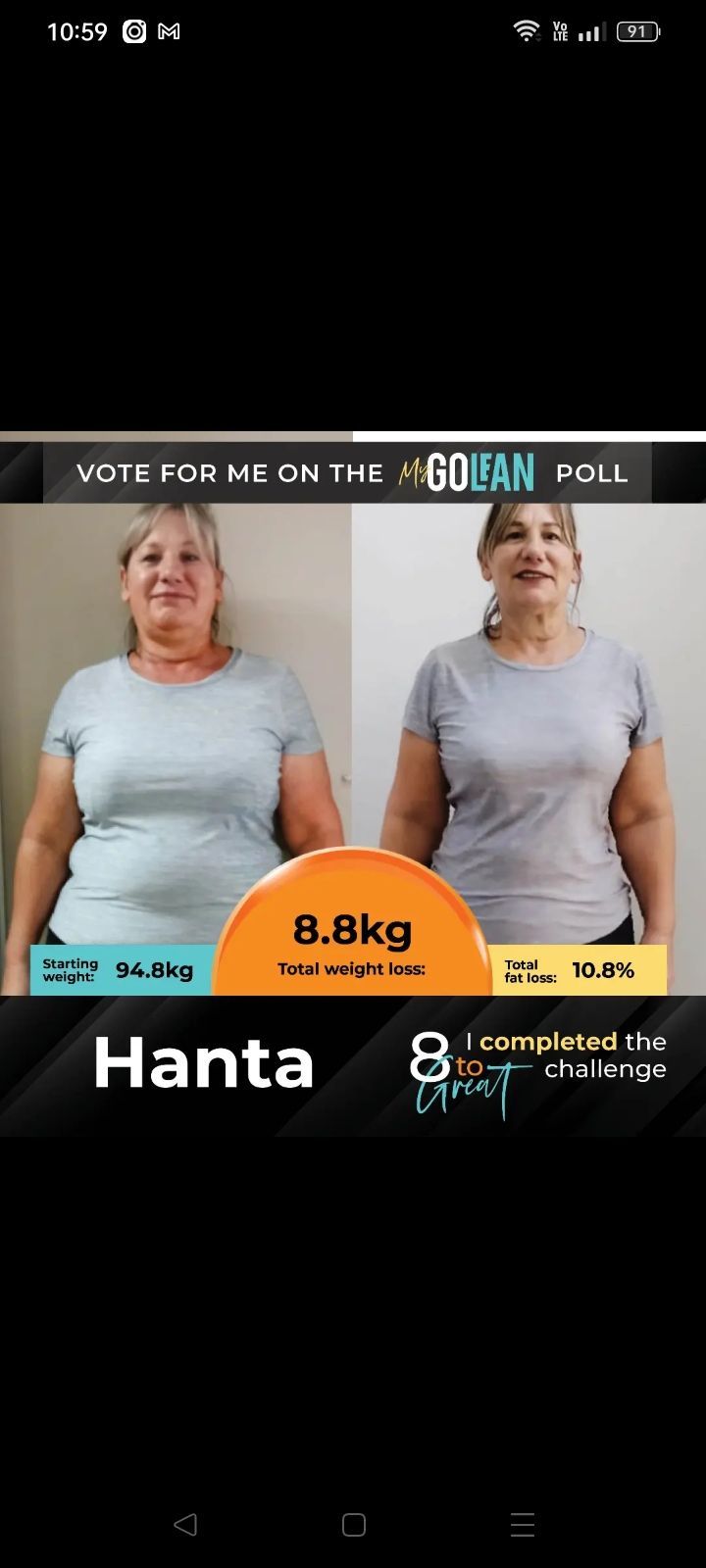 A picture of a woman before and after losing weight.