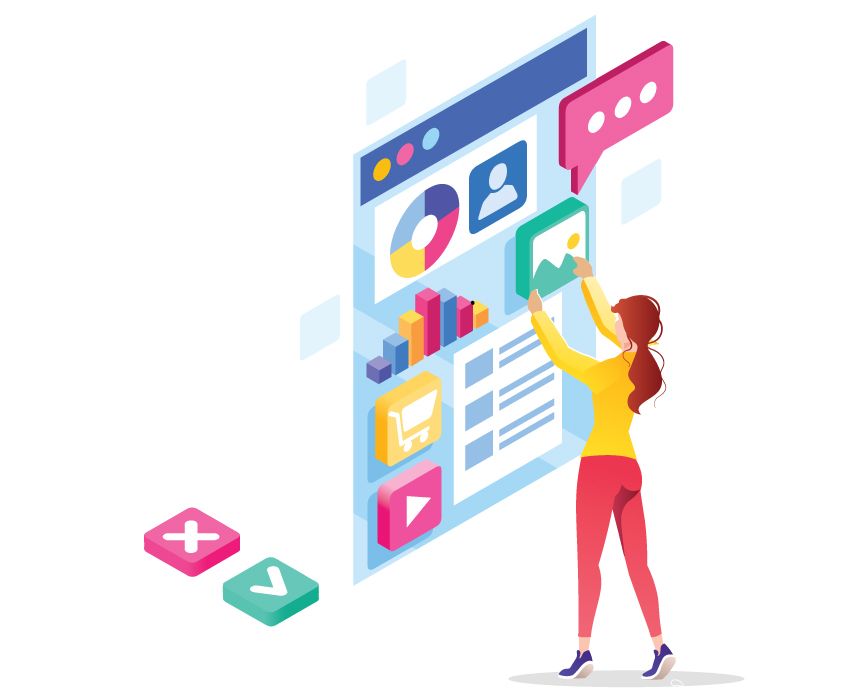 Woman organising images 