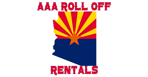 AAA Roll Off Rentals logo with Arizona state outline and red-yellow sunburst