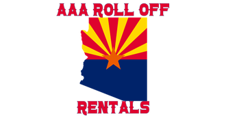 AAA Roll Off Rentals logo with Arizona state outline and red-yellow sunburst