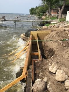 retention structure built next to a body of water.