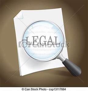 A magnifying glass is looking at a piece of paper with the word legal on it.