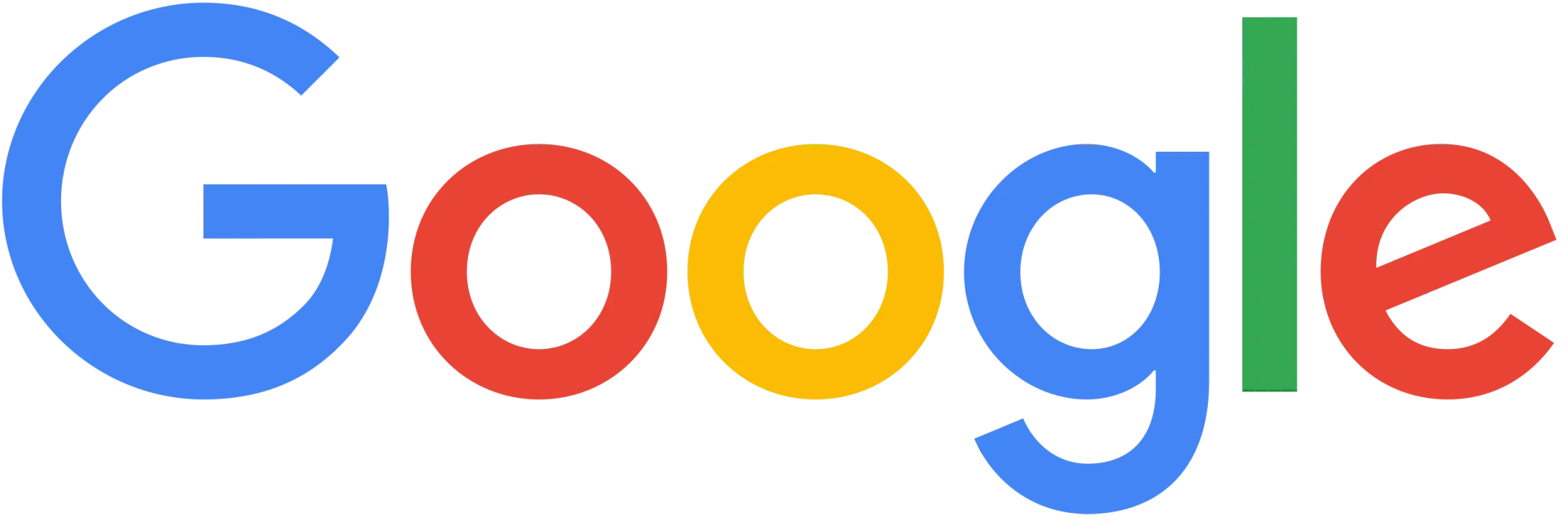 Google logo in blue, red, yellow, green, and red.
