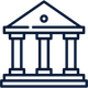 Building with three columns and a triangular roof.