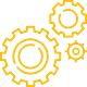 Yellow gears interlocking, suggesting settings or process.