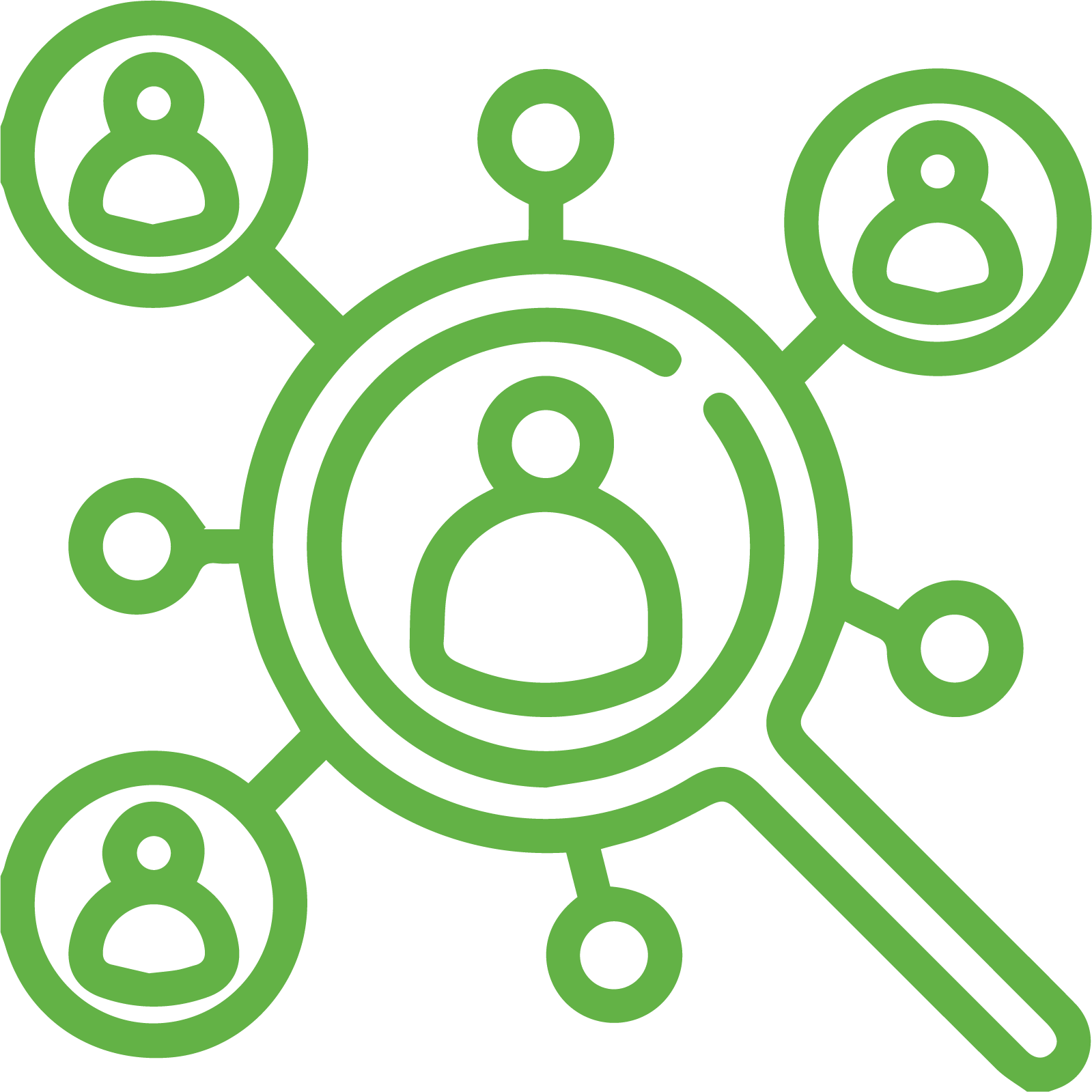 A hand is pointing at a group of people.